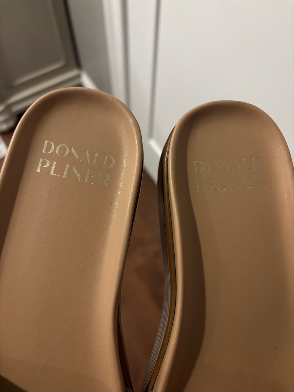 Donald Pliner Gold Slide Sandals with Textured Upper worn once - Picture 2 of 2